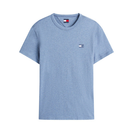 T-shirt en coton bleu uni avec une coupe droite...