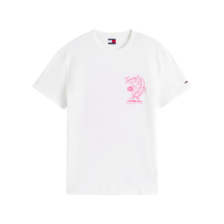 T-shirt en coton écru imprimé avec une coupe...