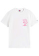 Thumbnail T-shirt en coton écru imprimé avec une coupe droite et un col rond