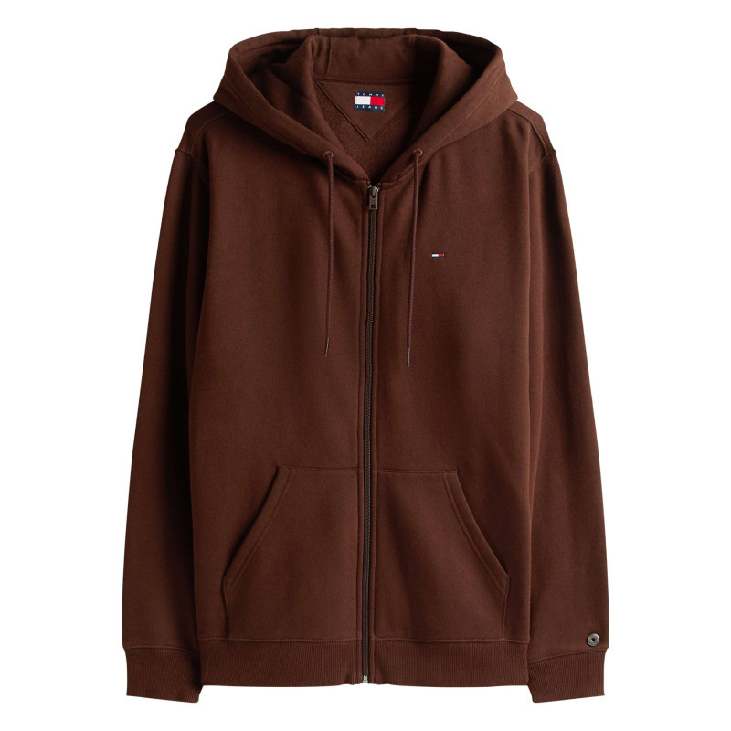 Tommy Jeans - Sweat Zippé En Coton Brun Uni Avec Une Coupe Droite Et Une Fermeture Zippée - Brun Tommy Jeans - Sweat Zippé En Coton Brun Uni Avec Une Coupe Droite Et Une Fermeture Zippée - Brun