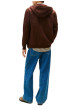 Thumbnail Sweat zippé en coton brun uni avec une coupe droite et une fermeture zippée - Image 3