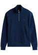 Thumbnail Sweat en coton marine uni avec une coupe droite et un col camionneur