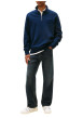 Thumbnail Sweat en coton marine uni avec une coupe droite et un col camionneur - Image 2
