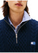 Thumbnail Pull en coton marine uni avec une coupe droite et logo iconique - Image 3