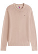 Thumbnail Pull en coton biologique camel uni avec une coupe droite et un col rond