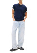 Thumbnail T-shirt en coton marine uni avec une coupe droite et un col rond - Image 2