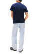 Thumbnail T-shirt en coton marine uni avec une coupe droite et un col rond - Image 3