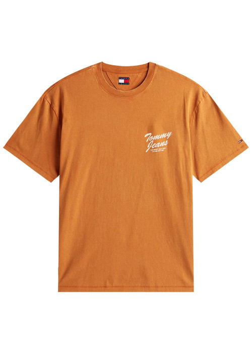 T-shirt en coton orange uni avec logo iconique et une coupe droite
