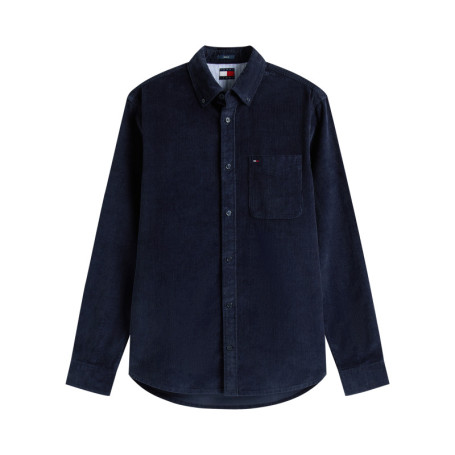 Chemise en coton marine unie avec une coupe...