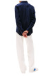 Thumbnail Chemise en coton marine unie avec une coupe droite et un col chemise - Image 3