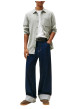 Thumbnail Chemise en coton kaki unie avec des boutons et une coupe droite - Image 2
