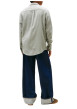 Thumbnail Chemise en coton kaki unie avec des boutons et une coupe droite - Image 3