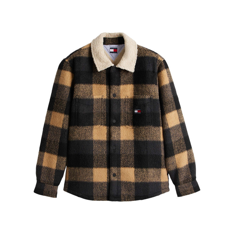 Tommy Jeans - Surchemise Noire Carreaux Avec Une Coupe Droite Et Un Col à Revers - Noire Tommy Jeans - Surchemise Noire Carreaux Avec Une Coupe Droite Et Un Col à Revers - Noire