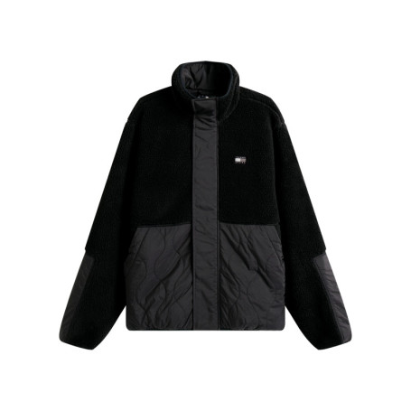 Blouson noir uni avec une coupe droite et une...