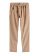 Thumbnail Pantalon chino en coton taupe uni avec une coupe slim et cordon