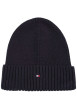 Thumbnail Bonnet en coton bleu marine en maille côtelée avec logo iconique brodé
