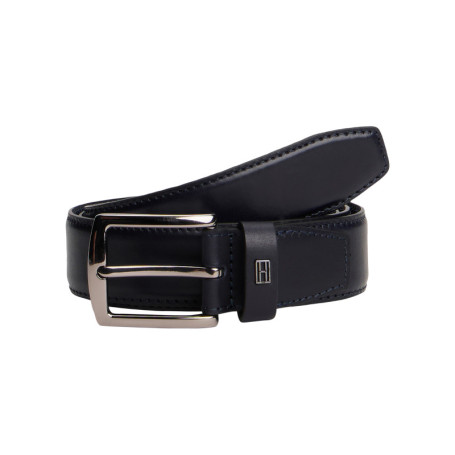Ceinture en cuir marine unie avec fermeture à...