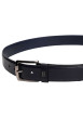 Thumbnail Ceinture en cuir marine unie avec fermeture à boucle à ardillon chromée - Image 2