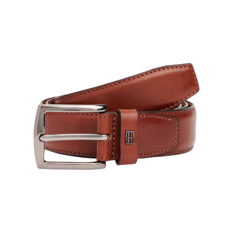 Ceinture en cuir camel unie avec fermeture à...