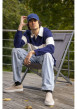 Thumbnail Casquette strapback en coton bleue unie avec drapeau iconique brodé