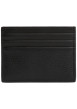 Thumbnail Porte-cartes en cuir noir uni avec logo iconique gris embossé - Image 2