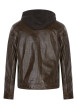 Thumbnail Blouson en cuir en cuir marron uni avec une coupe droite et un col à capuche - Image 2