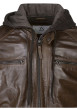 Thumbnail Blouson en cuir en cuir marron uni avec une coupe droite et un col à capuche - Image 3