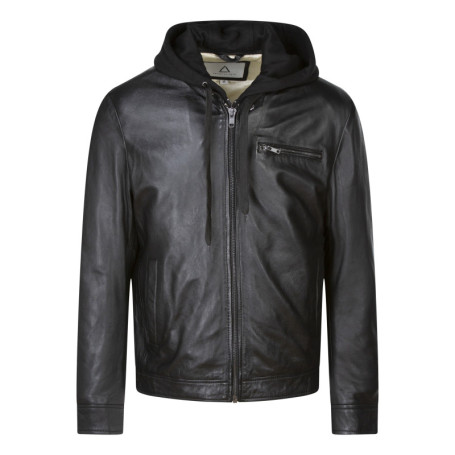 Blouson en cuir en cuir camel uni avec une...