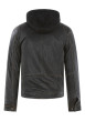 Thumbnail Blouson en cuir en cuir noir uni avec une coupe droite et un col à capuche - Image 2