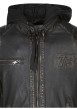 Thumbnail Blouson en cuir en cuir noir uni avec une coupe droite et un col à capuche - Image 3