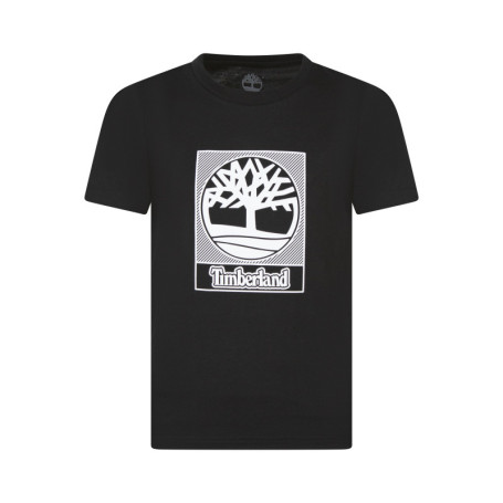 T-shirt en coton noir uni avec une coupe droite...