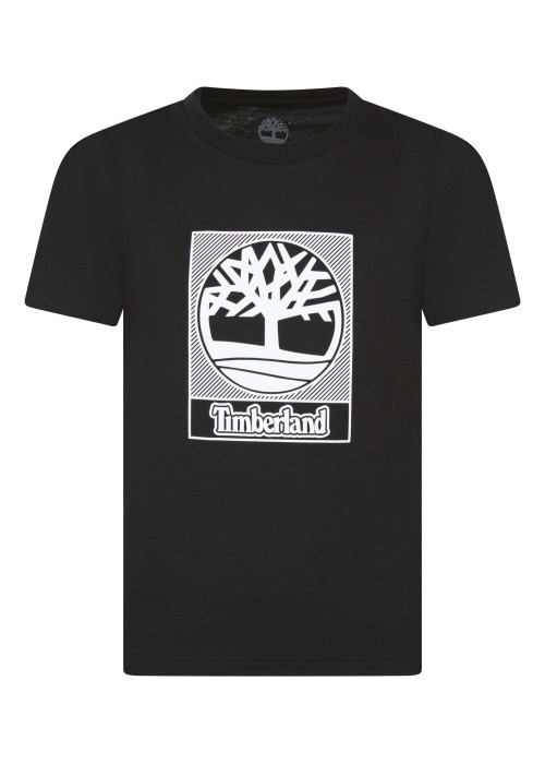 T-shirt en coton noir uni avec une coupe droite et un col rond