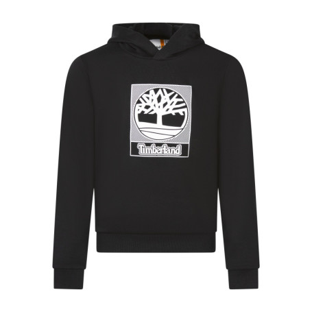 Sweat en coton mélangé noir uni avec une coupe...