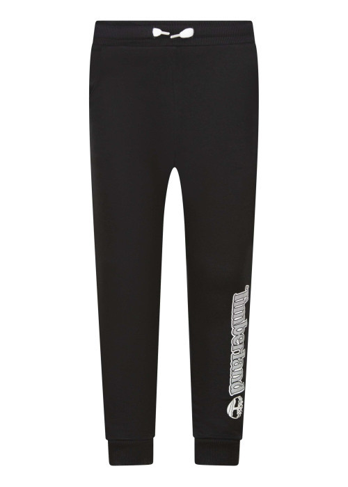 Pantalon Jogging en coton mélangé noir uni avec une coupe droite et nom iconique