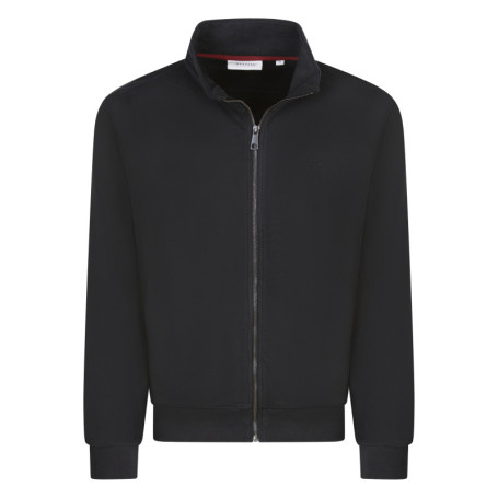 Sweat zippé en coton mélangé noir uni avec une...