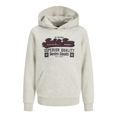 Sweat en coton mélangé écru uni avec un col à...