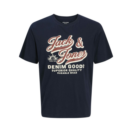 T-shirt en coton marine imprimé avec une coupe...