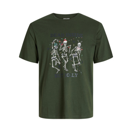 T-shirt en coton kaki imprimé Noël avec une...