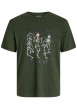 Thumbnail T-shirt en coton kaki imprimé Noël avec une coupe droite et un col rond