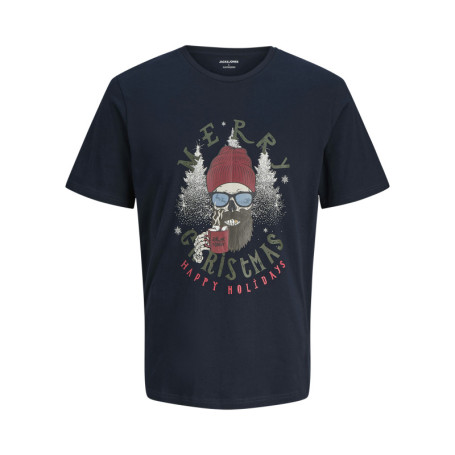 T-shirt en coton bleu marine imprimé Noël avec...