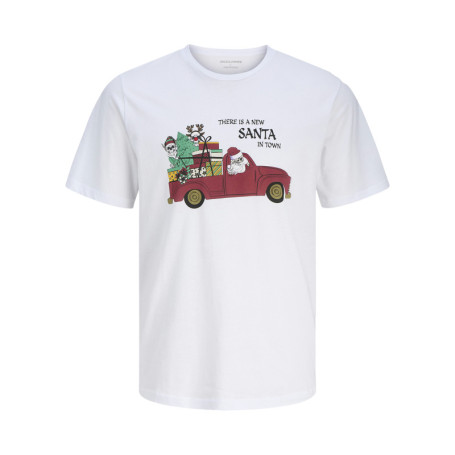 T-shirt en coton blanc imprimé Noël avec une...