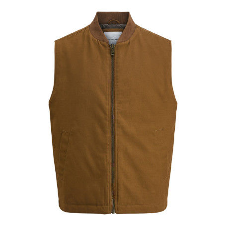 Blouson en coton camel uni à coupe droite avec...