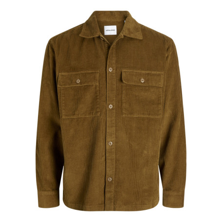 Chemise en coton camel en velours côtelé avec...