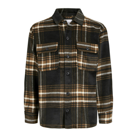 Chemise noire et orange rayée avec une coupe...