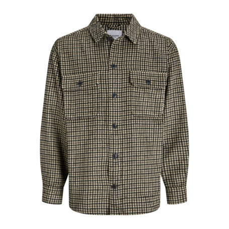 Chemise marron à motif pied de poule avec une...