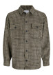 Thumbnail Chemise marron à motif pied de poule avec une coupe droite et 2 poches