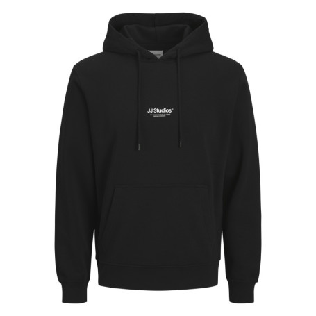 Sweat à capuche en coton mélangé noir uni avec...