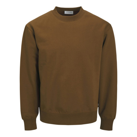 Sweat en coton mélangé camel uni à coupe droite...