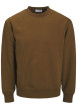 Thumbnail Sweat en coton mélangé camel uni à coupe droite avec un col rond