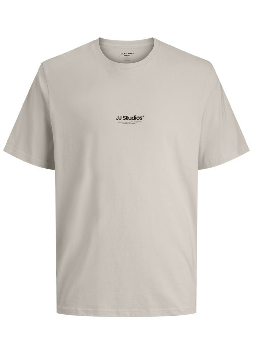 T-shirt en coton écru uni avec une coupe droite et un col rond
